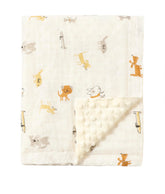 CREVENT organic muslin baby blanket front view shows breathable fabric ideal for swaddling.