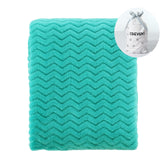 CREVENT Wave Teal Blue blanket flatlay showing ultra-soft fabric for cozy baby moments.
