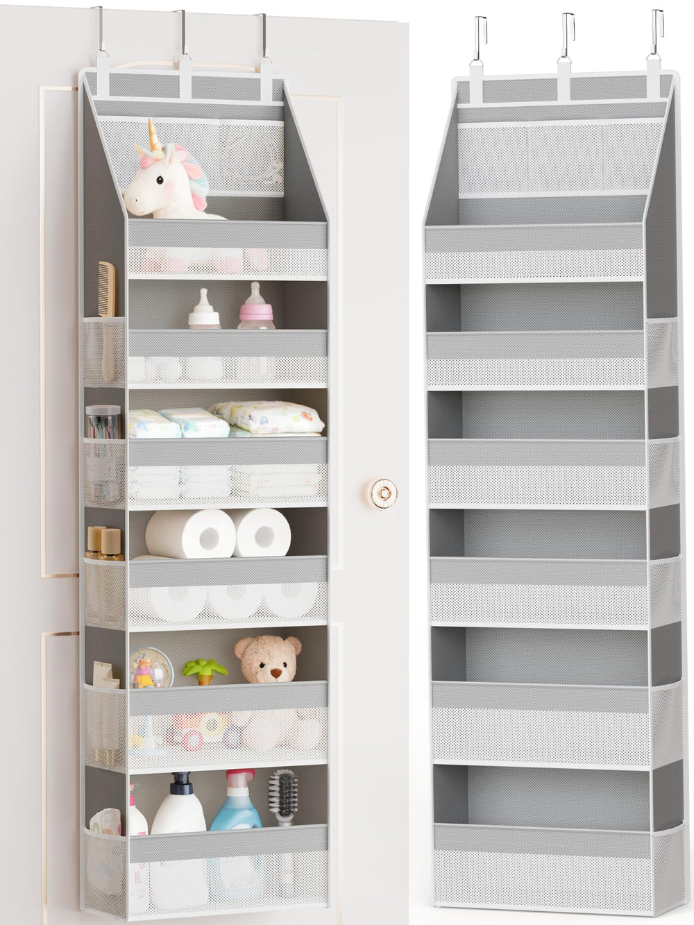Criusia door organizer 6 shelf setup for towels and clothes, maximizing vertical space.