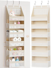 Criusia over-the-door organizer with six shelves keeping towels neatly arranged.
