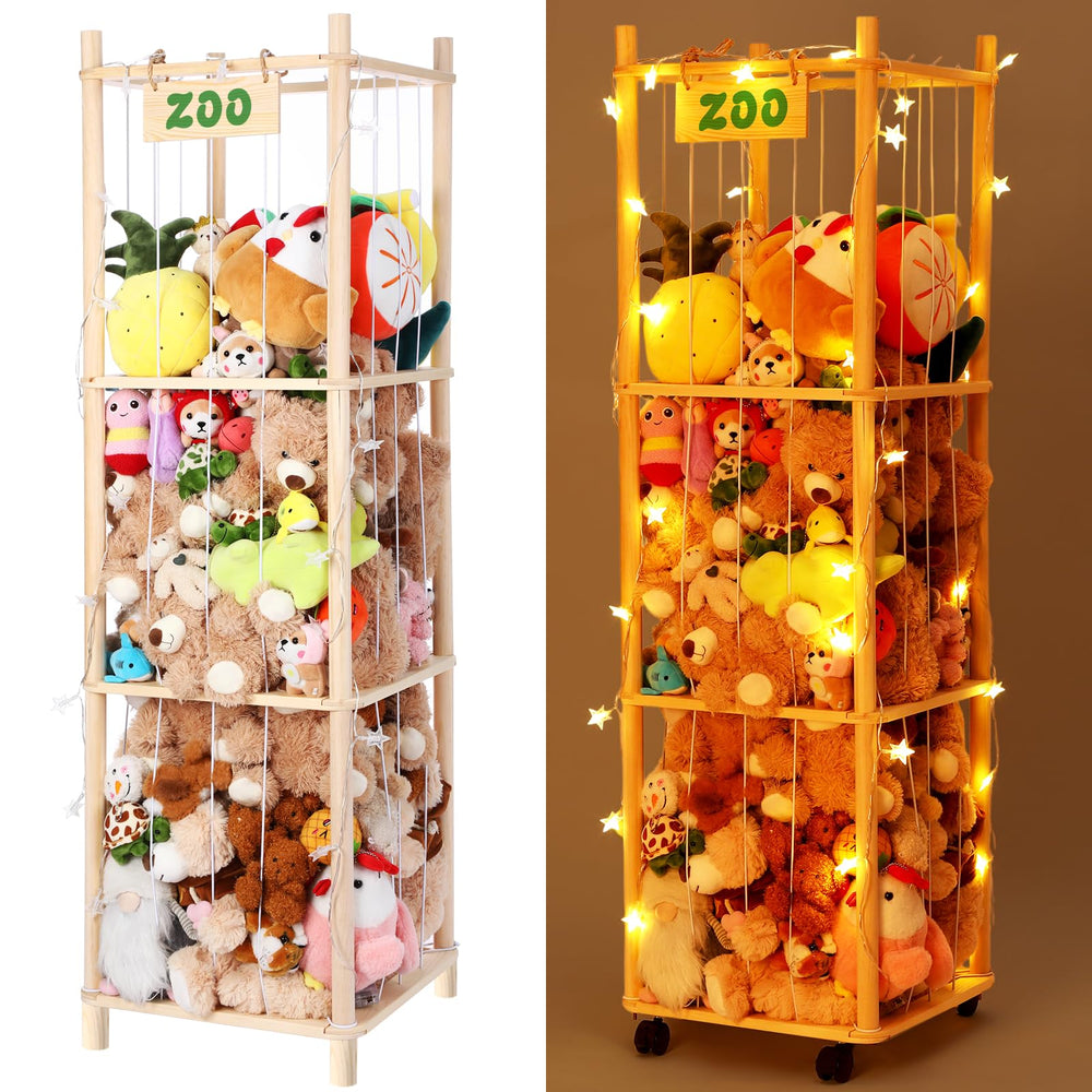 CroBlissful stuffed animal zoo storage wooden box keeping toys tidy.