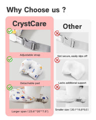 CrystCare nursing pillow features removable cotton cover for easy cleaning.
