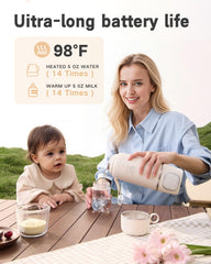 CrystCare warmer with battery indicators highlighting extended travel use