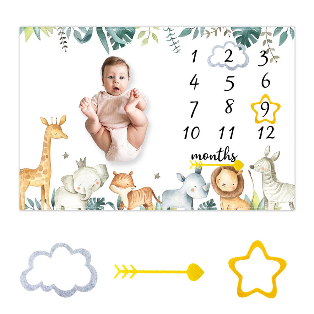 CSFOTO milestone blanket frame with jungle animals for adorable photos