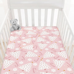 Cstdyfrv candy cane snowflake pattern crib sheet for cozy, decorative nurseries.