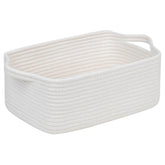 CubesLand cotton rope basket rectangle white on a shelf for organized storage