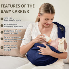 Cuby baby carrier dark blue highlights ergonomic shoulder pads for even weight distribution