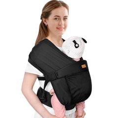 CUBY mesh newborn wrap worn front for ergonomic support.