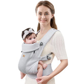 CUBY newborn carrier with head support provides gentle neck stability for newborns.