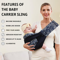 CUBY Wrap Baby Sling demonstrates hip carry for toddler comfort and balance.