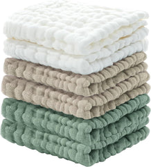 Cuddle Campus baby washcloths six-pack, soft 12x12 inches, ideal for newborn bath time