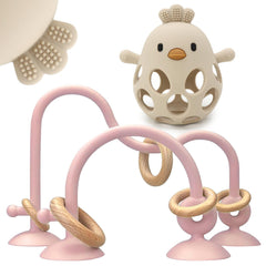CuddleCubs Creations high chair suction toy on tray supports cooperative play during meals