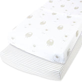Cuddly Cubs grey striped changing pad cover in a 2-pack, soft on 16x32 pads