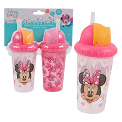 Cudlie Minnie Mouse sippy cups with pop-up straw, dishwasher safe for busy families
