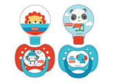 Cudlie Fisher Price orthodontic pacifier helps soothe babies with a gentle, breathable mouth shield.
