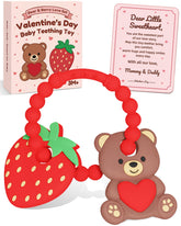 CulinaCraft Valentine’s teether bear close-up for soothing gums and playful teething.