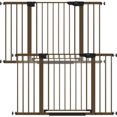 Cumbor 2-pack baby gate setup on stairs shows wide coverage for doorways and thresholds.
