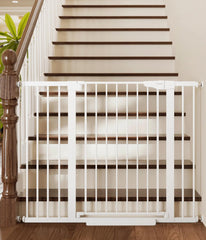 Cumbor 36-inch extra tall gate mounted on stairs for safer access