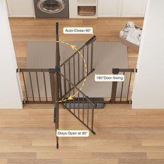 Cumbor baby gate hardware-mount secured on stairs for extra safety.