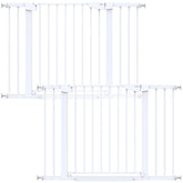 Cumbor baby gate on stairs at 30.5 inches height for stair safety.
