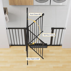 Cumbor baby gate width adjustable from 29.7 to 54.2 inches for wide openings.