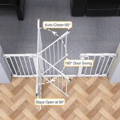 Cumbor gate with thirty-point-five-inch height fits tall doorways.