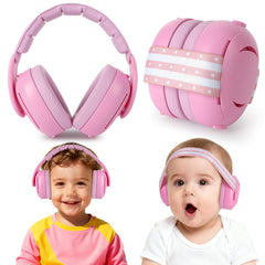 cumunebula 2-in-1 baby ear muffs with adjustable headband for sleep and play