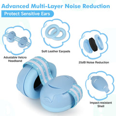 cumunebula baby ear muffs in sleep mode for calm rest during travel
