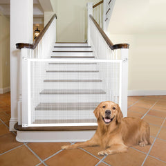 Cupount baby gate stairs white front view shows a clear barrier for safe stairs