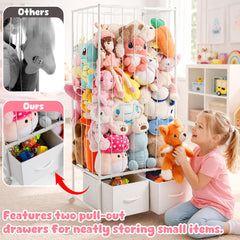 Curleis stuffed animal zoo display demonstrating wall-hugging capacity.
