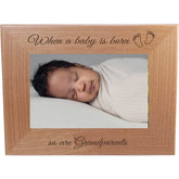 CustomGiftsNow alder wood frame with laser engraving for lasting baby memories.