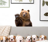 Cute Bear wall decal with safari scene enhances kids' rooms with playful décor.