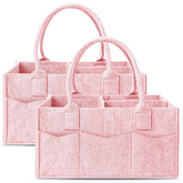 Cute Castle pink diaper caddy with sturdy handles for portable nursery storage
