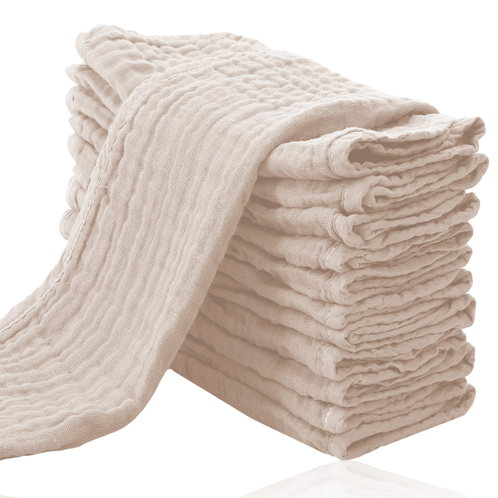 Cute Castle 12-pack muslin burp cloths laid flat for display, soft and absorbent for feeding protection.