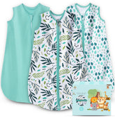Cute Castle sleep sack green, front view with 2-way zipper for easy diaper changes.