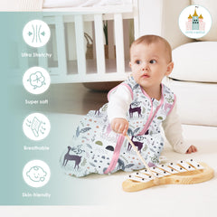 Cute Castle sleep sack close-up of soft cotton fabric emphasizes breathability