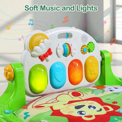 Detachable rattles on Cute Stone Baby Gym encourage tactile gripping