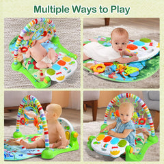 Tummy time area on Cute Stone Baby Gym supports neck and upper body strength