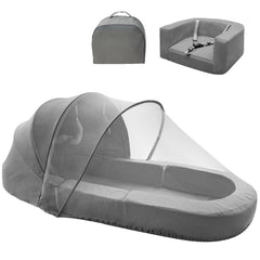 Cutebeams 4-in-1 travel bed folds compactly for easy on-the-go sleep.