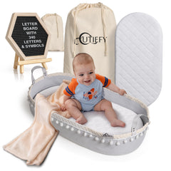 Cutiefy baby changing basket on dresser for quick diaper changes.