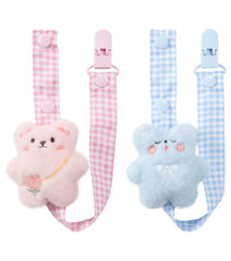 CutiePlusU Happy Bear adult pacifier clip securing a pacifier on the go.