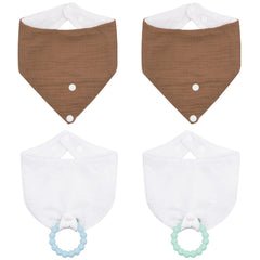 CUXFLS 4-pack baby drool bibs with absorbent cotton and fleece lining for dry skin.