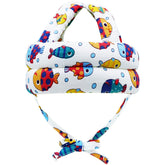 CUXFLS baby head protector, fish design, front view for gentle head protection during play.