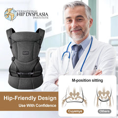Cuyemye chest-to-chest carry option offering neck support for newborns.
