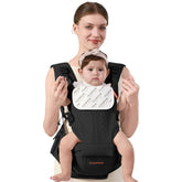 Cuyemye baby carrier hip seat shows ergonomic hip support for newborn to toddler use