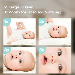 Cyanpink video baby monitor 5000mAh battery for long, charger-free sessions.