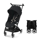 Cybex Libelle 2 folded self-standing Magic Black stroller for easy carry-on storage