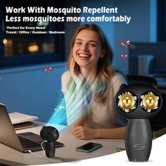 Cyfrone owl fan with 360-degree tilt for flexible positioning.