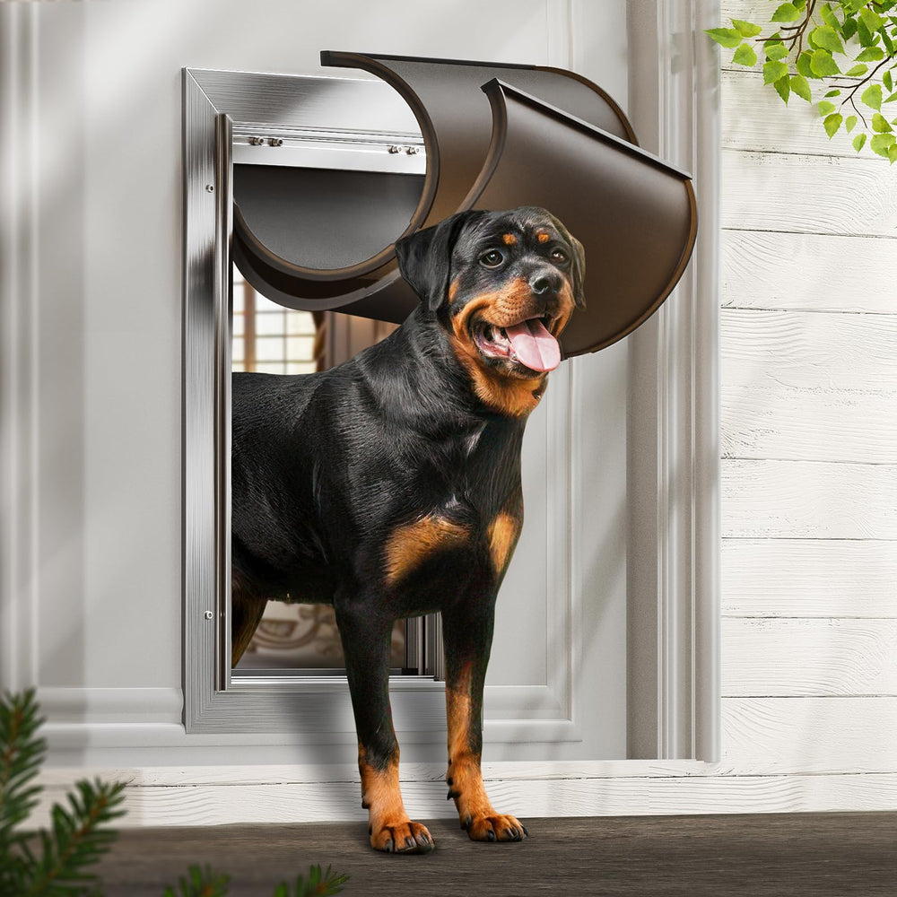 Cynorn large dog door opening provides 18.7 x 9.92 inch clearance for medium dogs.