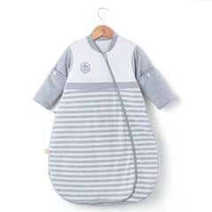 CYUURO baby sleeping bag in gray with sleeves attached for snug warmth during naps